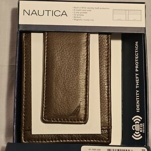 Nautica Brown Leather Wallet with RFID Protection